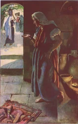 Das verlorene Silberstück, Illustration aus Harold Copping Pictures: The Crown Series, ca. 1920er Jahre