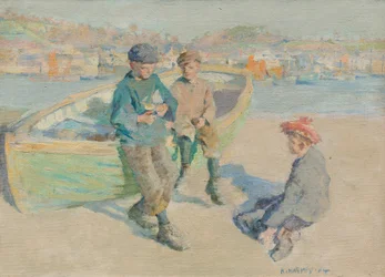 Kinder im Hafen von Newlyn