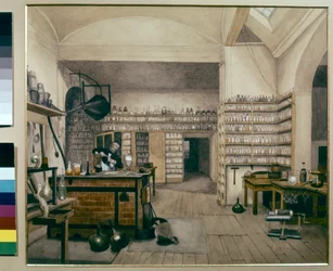 Michael Faraday bei der Arbeit in seinem Labor im Royal Institute