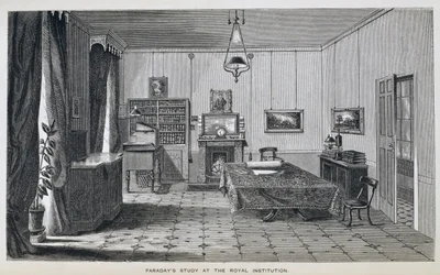 Michael Faradays Arbeitszimmer im zweiten Stock des Royal Institution, aus Henry Bence Jones