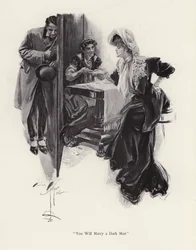 Junge Frau, der von einer Zigeunerin die Zukunft vorhergesagt wird