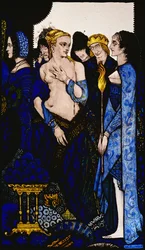 "Wir nannten Lucrezia Crivelli und Tizians Dame mit dem Bernsteingürtel" Illustration von Harry Clarke aus 