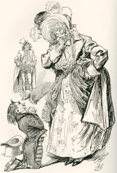 Major Tpschoffki. Illustration von Harry Furniss für eine Charles Dickens Weihnachtsgeschichte, Going Into Society, aus der Testimonial Edition, veröffentlicht 1910.