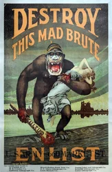 US-Militär WW1 Rekrutierungskampagne "Zerstöre diesen verrückten Unhold - Melde dich an" veröffentlicht 1917