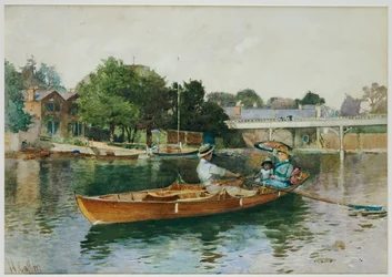 Eine Bootsparty auf der Themse bei Cookham