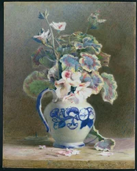 Geranien in einem chinesischen Krug, 1875