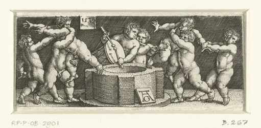 Fries mit Kindern bei einer Quelle