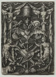 Ornamentdesign mit einer Fledermaus im Zentrum, 1550