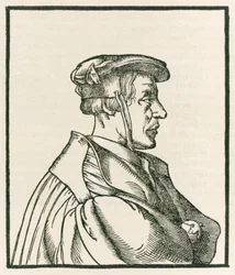 Heinrich Cornelius Agrippa von Nettesheim (1486-1535) Titelblattgravur aus De occulta philosophia libri tres, veröffentlicht 1533