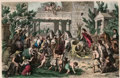 Antikes Griechenland: Empfang des olympischen Champions in seiner Heimatstadt, 1866