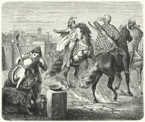 Jugurtha von Numidien verlässt die korrupte Stadt Rom (Gravur)