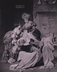 Szene aus Shakespeares Die lustigen Weiber von Windsor (Akt III, Szene 3) (Lithografie)