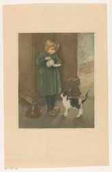 Mädchen, das eine Katze füttert