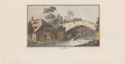 Haus neben einer Brücke über einen Fluss in Orbe