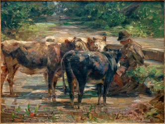 Hirte mit Kälbern