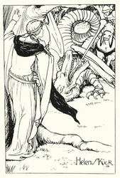 Rotes Kreuz kämpft gegen den Drachen (Gravur)
