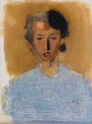 Porträt eines Mädchens in Blau und Braun (Inez)