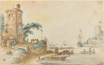 Szene mit einem Turm links