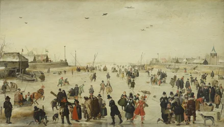 Winterszene auf einem zugefrorenen Kanal