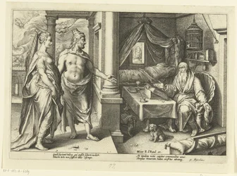 Juno und Jupiter beraten sich mit Tiresias