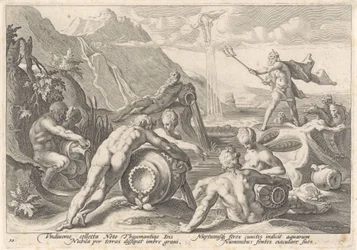 Neptun befiehlt den Flussgöttern, eine Sintflut zu verursachen