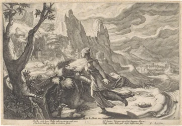 Thisbe flieht vor der Löwin