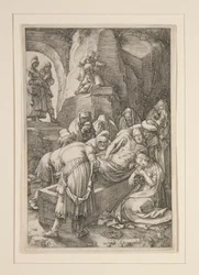 Begräbnis Christi (Die Grablegung), aus Die Passion, Nr. 11 in einer Serie von 12 Stichen