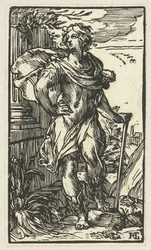 Junger Mann mit Spazierstock