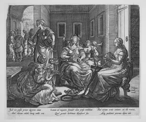 Lucretia und ihre Frauen beim Spinnen