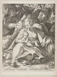 Ruhe auf der Flucht nach Ägypten unter einem Kirschbaum