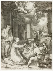 Die Anbetung der Hirten, Platte drei aus Die Geburt und das frühe Leben Christi