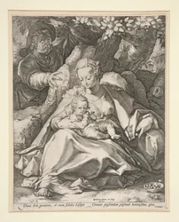 Die Heilige Familie unter dem Kirschbaum / Rast auf der Flucht nach Ägypten unter einem Kirschbaum