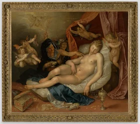 Die schlafende Danaë wird für Jupiter vorbereitet