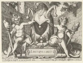 Zwei Putti mit einer Narrenkappe