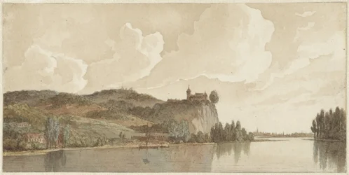 Flusslandschaft mit Chokier an der Maas