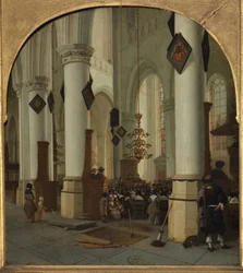 Ansicht der St.-Bavo-Kirche in Haarlem während der Messe, 1666