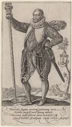 Ein Pikenier nach links gewandt