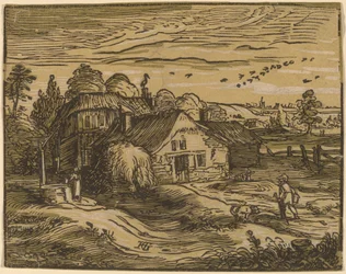 Landschaft mit Bauernhaus