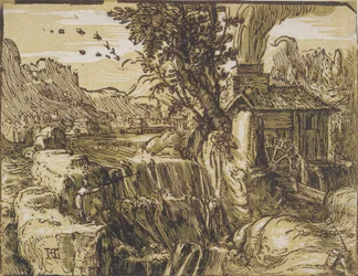 Landschaft mit Wasserfall