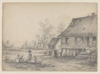 Einfaches Haus mit Figuren