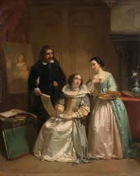Gerard van Honthorst zeigt Amalia van Solms die Zeichnungen seiner Schülerin Louise von Böhmen