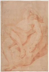 Männliches Modellstudie, halb liegend