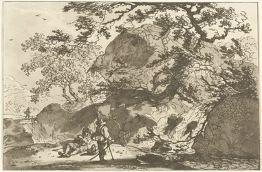 Landschaft mit einem Fischer und einem ruhenden Mann (Zwölf Entwürfe für das Landschaftszeichnen)