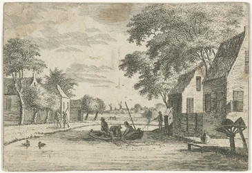 Dorflandschaft mit Fischern