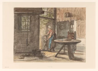 Handarbeitende Frau und Kind