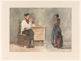 Rauchender Matrose, Frau mit Joch und Milchkannen