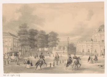 Blick von der Plaats auf den Vijverberg in Den Haag