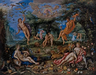 Die vier Elemente, mit Szenen aus der Genesis