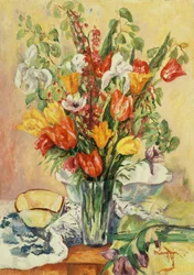 Iris und Tulpen