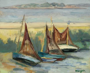 Segelboote bei Ebbe